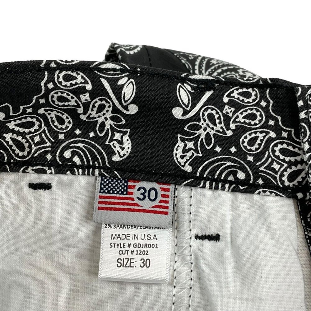 Golden Denim Jogger Pants Mens Sz 30 Black White Paisley Print Stretch $110 Nwt - Picture 7 of 12